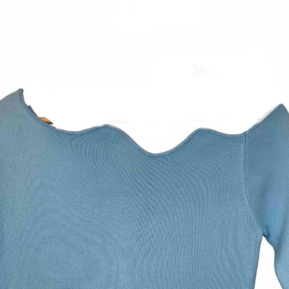 MALENE BIRGER dress light blue medium one shoulder long sleeve knit Velame NWOT - Picture 7 of 11